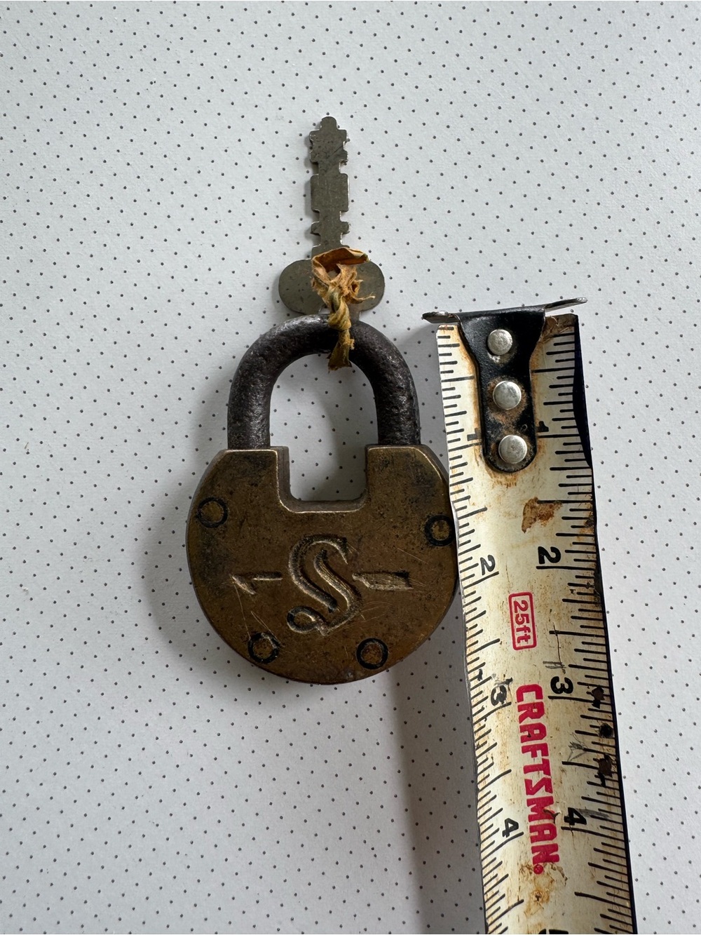 Antique Brass Padlock with Key - Brass & Dark Iron